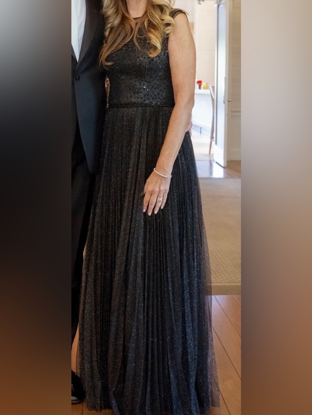 Jenny Packham Black Sparkle A-Line Gown